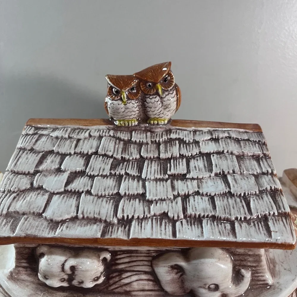 Treasure Craft Noahs Ark Cookie Jar Vtg Brown Ceramic Animal Nursery Decor